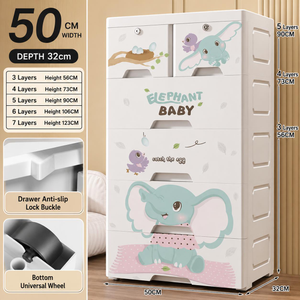 5-Layer Children's Drawer Dresser (Elephant Baby Theme)