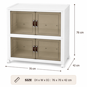 2-Tier Foldable Cabinet (Square-Panel Clear Doors) - Image 2