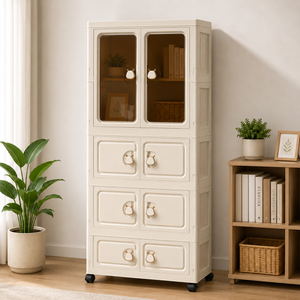 4-Tier Foldable Cabinet (Mixed Doors) - DE-2071