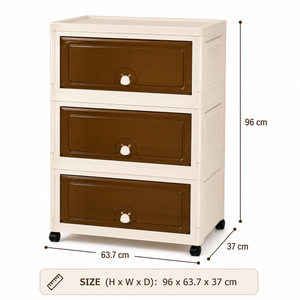 3-Tier Foldable Storage Cabinet (Deep Brown Doors) - Image 2