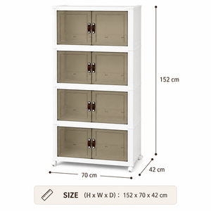 4-Tier Foldable Cabinet (Square-Panel Clear Doors) - Image 2